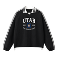 Collection 8 Utah Contrast Striped Lapel Collar Sweatshirt - Black front