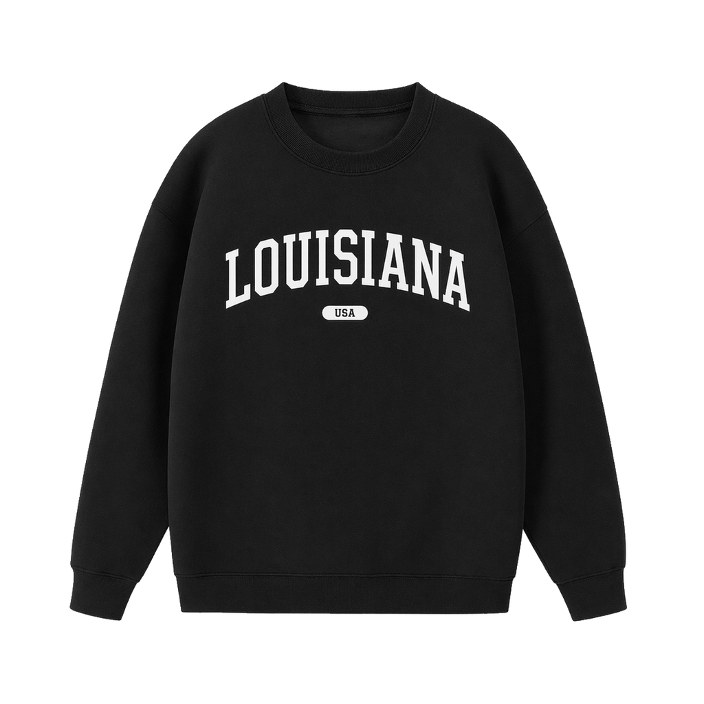 Collection 4 Louisiana Essential Heavyweight Crewneck Sweatshirt - Black front