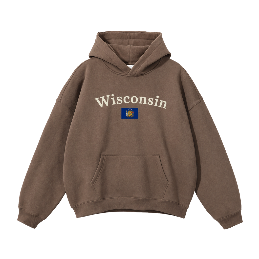 Collection 6 Wisconsin Oversize Fleeced Hoodie - Brown front