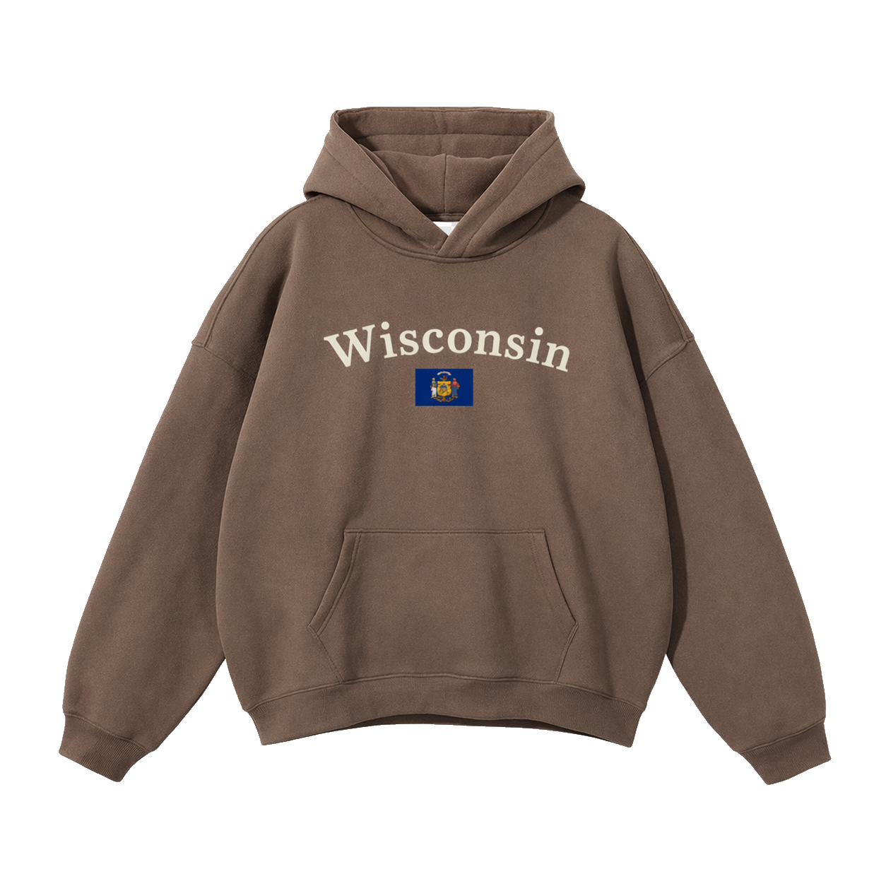 Collection 6 Wisconsin Oversize Fleeced Hoodie - Brown front