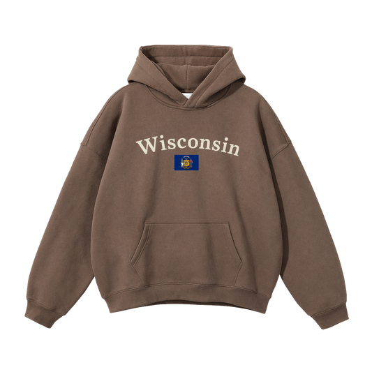 Collection 6 Wisconsin Oversize Fleeced Hoodie - Brown front