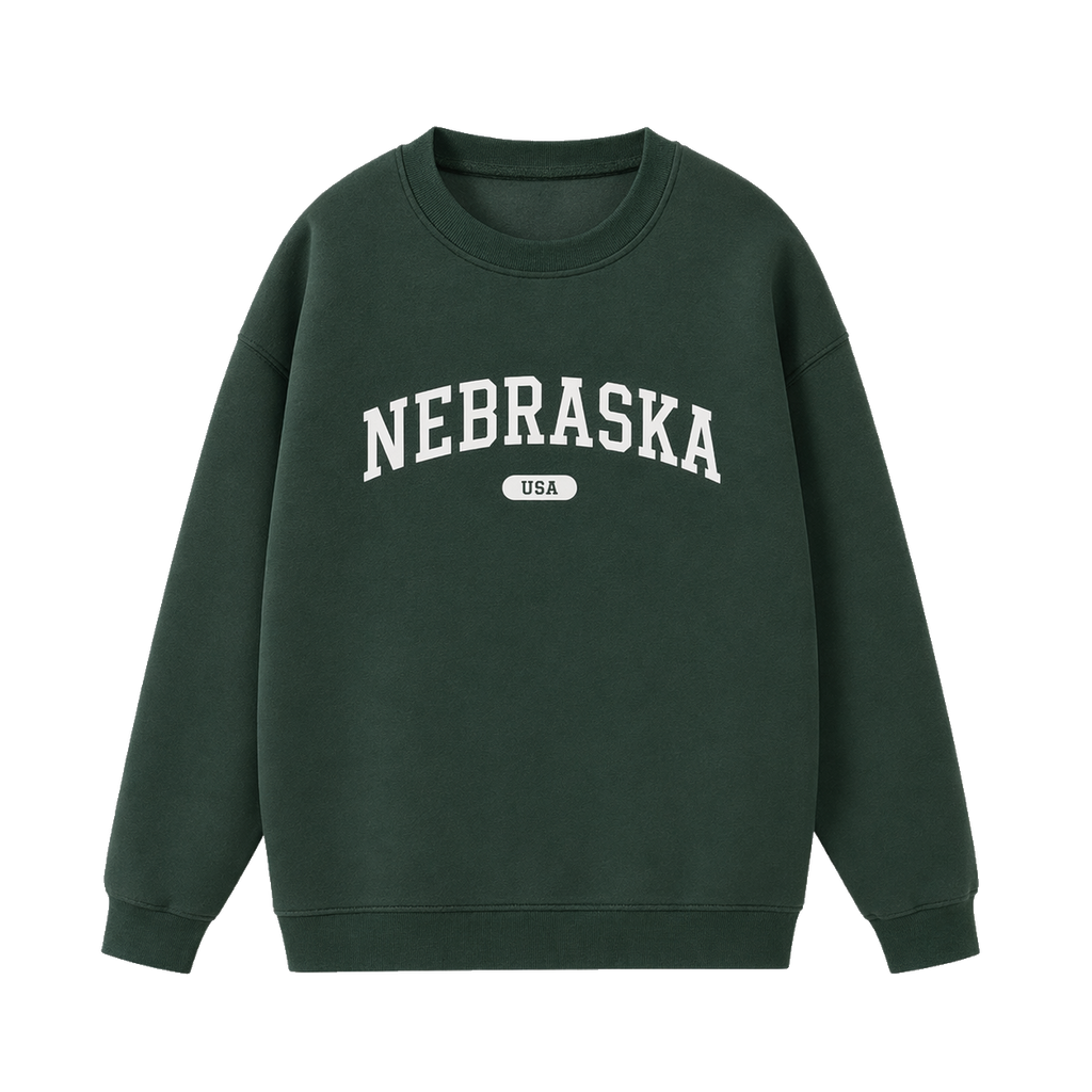 Collection 4 Nebraska Essential Heavyweight Crewneck Sweatshirt - Dark Green front