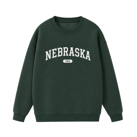 Collection 4 Nebraska Essential Heavyweight Crewneck Sweatshirt - Dark Green front
