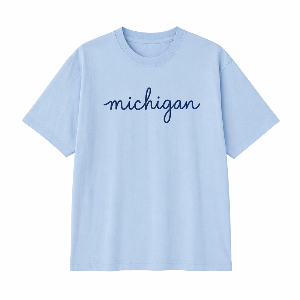 Collection 3 Michigan Essential Cotton T-Shirt - Light Blue front