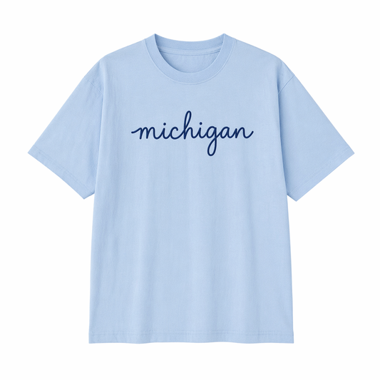 Collection 3 Michigan Essential Cotton T-Shirt - Light Blue front