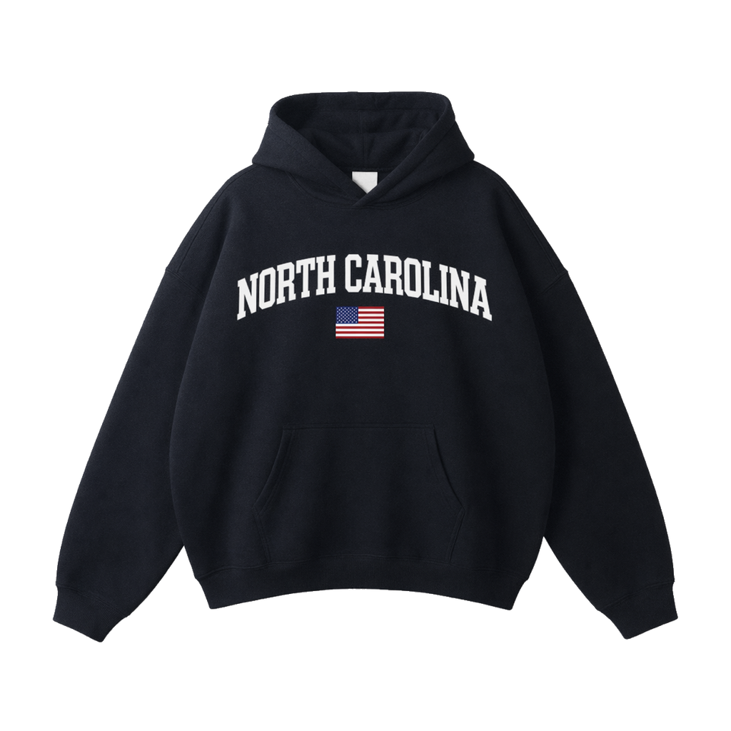 Collection 2 North Carolina Oversize Fleeced Hoodie - Black front