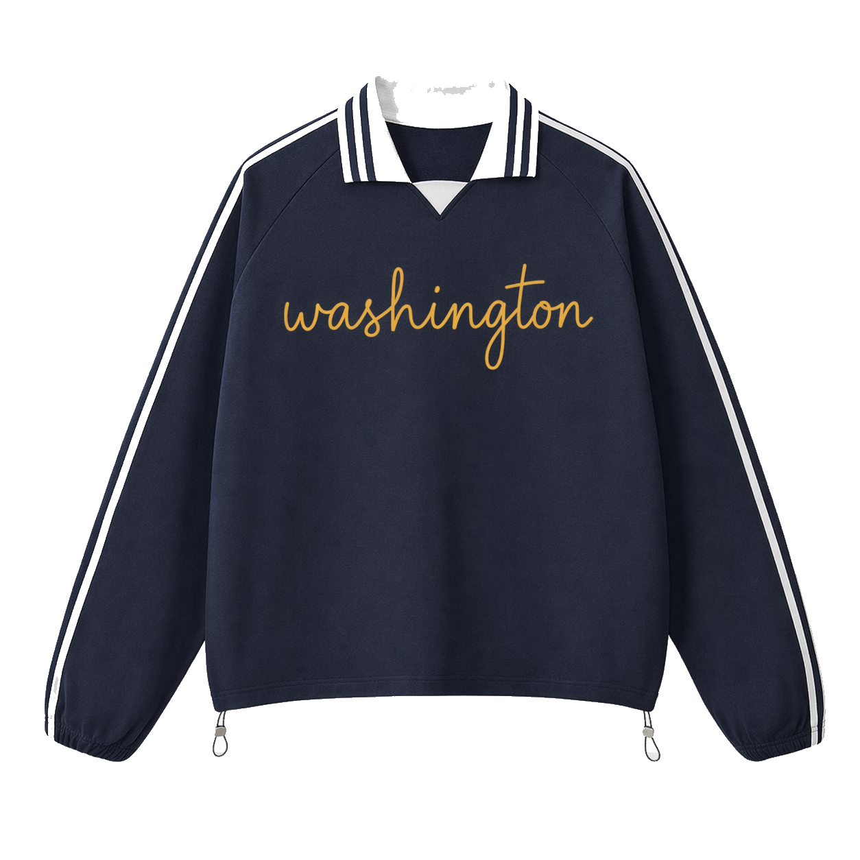 Collection 3 Washington Contrast Striped Lapel Collar Sweatshirt - Royal Blue front