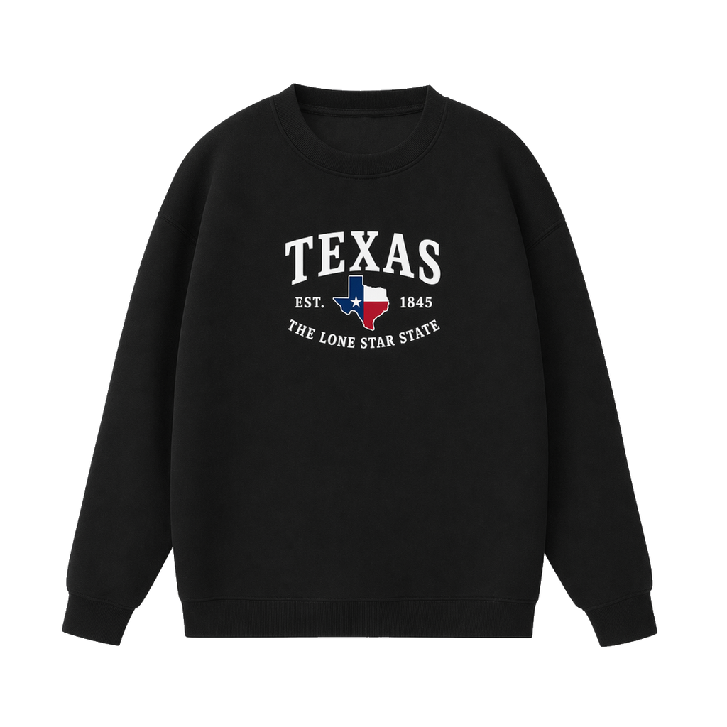 Collection 8 Texas Essential Heavyweight Crewneck Sweatshirt - Black front