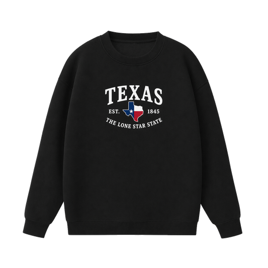 Collection 8 Texas Essential Heavyweight Crewneck Sweatshirt - Black front
