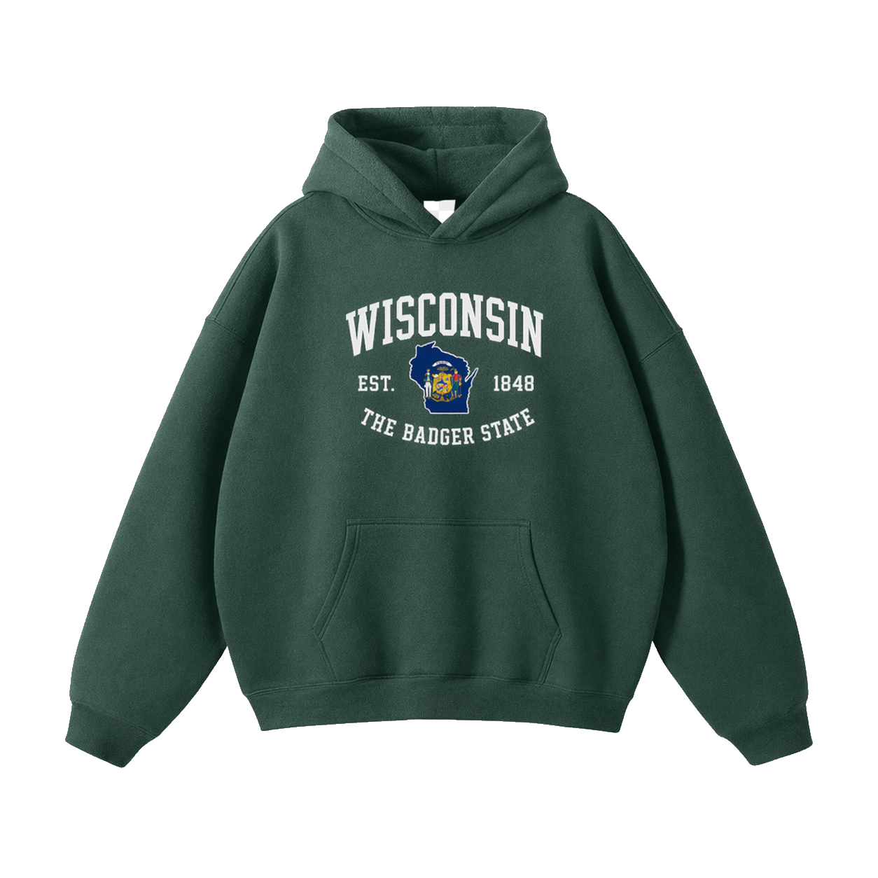 Collection 8 Wisconsin Oversize Fleeced Hoodie - Eden Green front