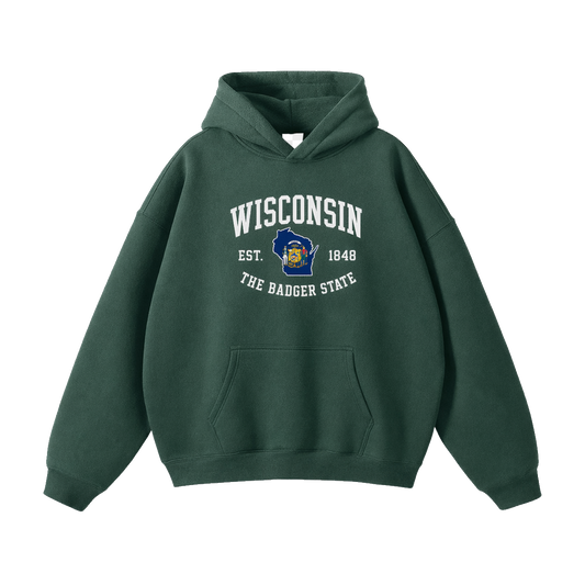 Collection 8 Wisconsin Oversize Fleeced Hoodie - Eden Green front