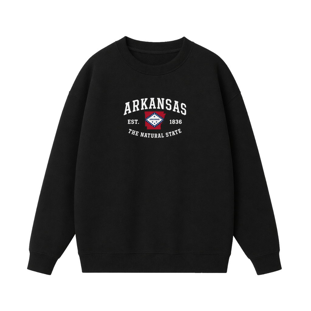 Collection 8 Arkansas Essential Heavyweight Crewneck Sweatshirt - Black front