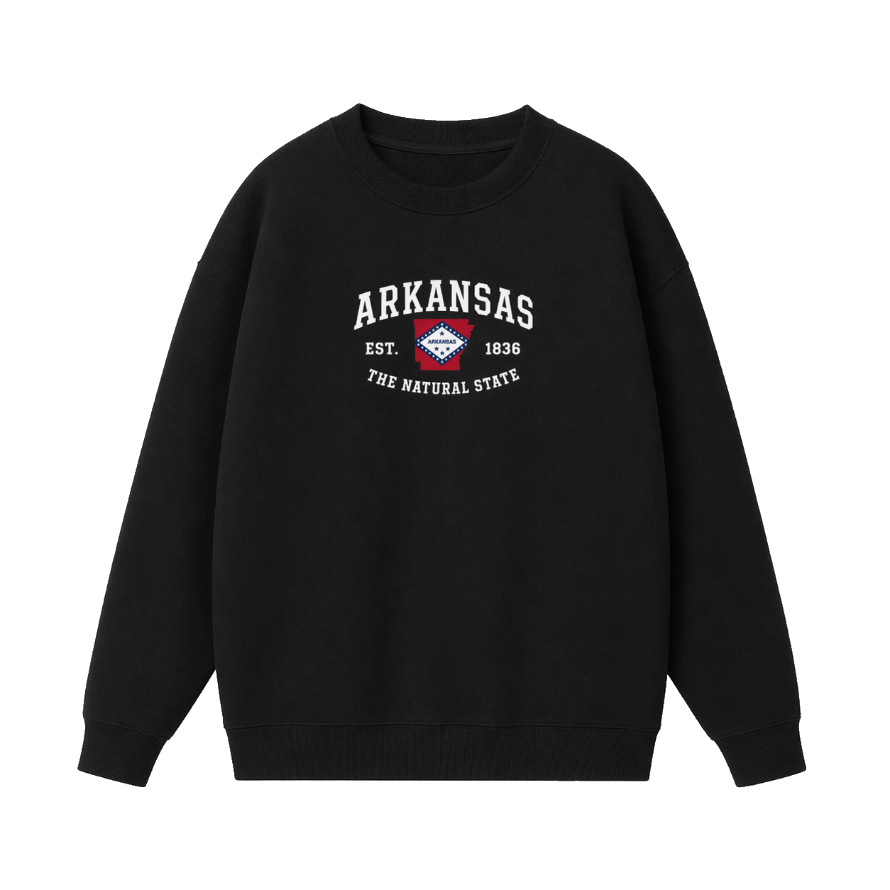 Collection 8 Arkansas Essential Heavyweight Crewneck Sweatshirt - Black front
