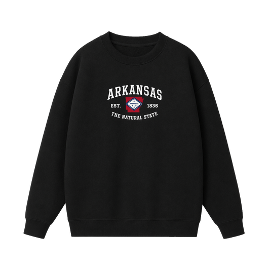Collection 8 Arkansas Essential Heavyweight Crewneck Sweatshirt - Black front