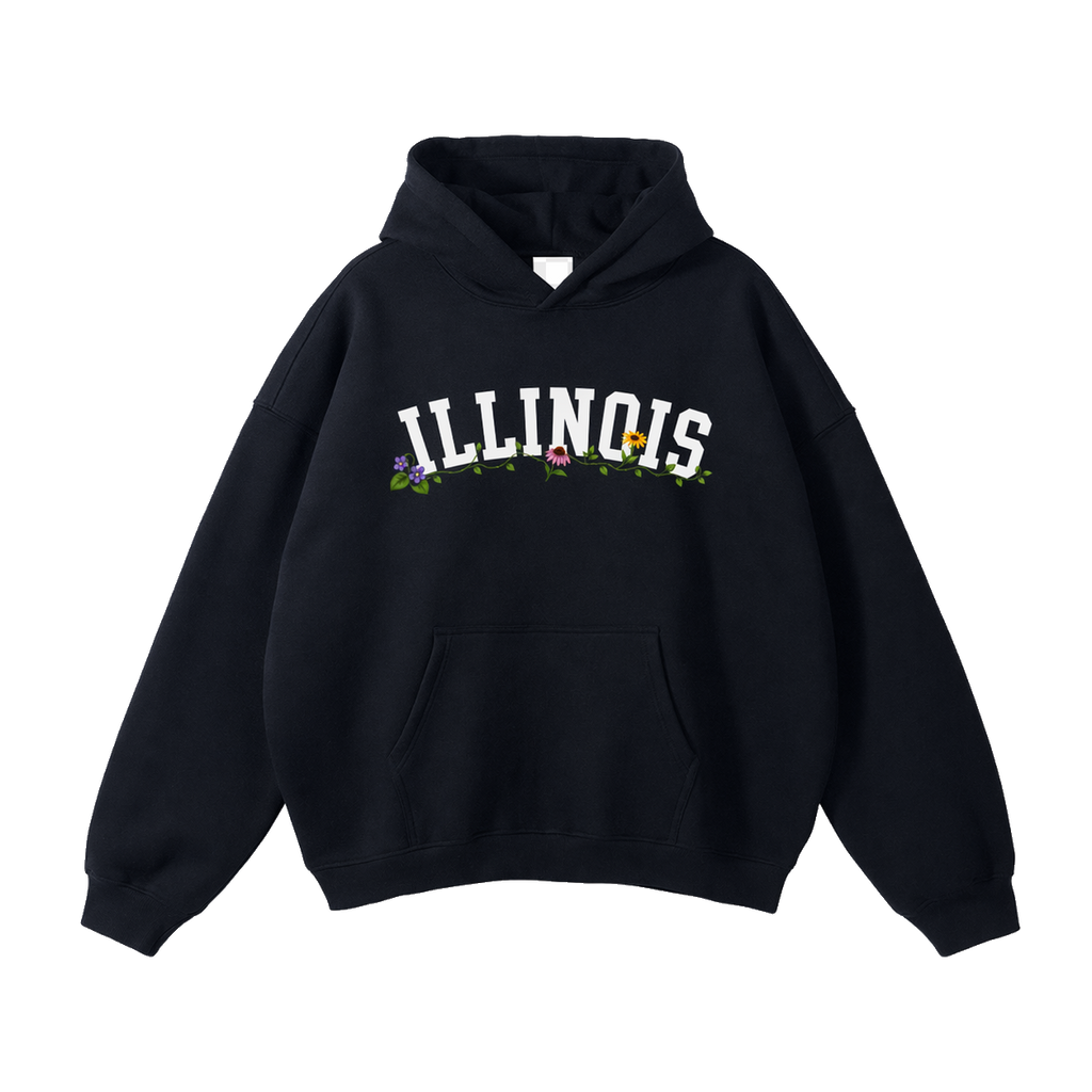Collection 10 Illinois Oversize Fleeced Hoodie - Black front