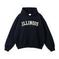 Collection 10 Illinois Oversize Fleeced Hoodie - Black front