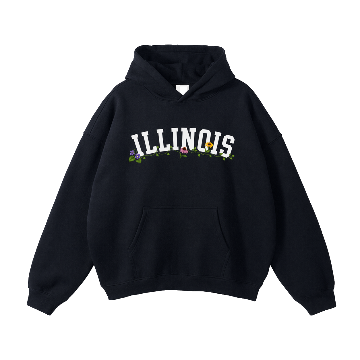 Collection 10 Illinois Oversize Fleeced Hoodie - Black front