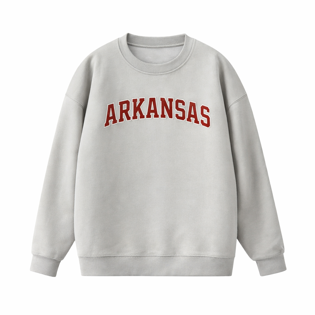 Collection 1 Arkansas Essential Heavyweight Crewneck Sweatshirt - Gray front