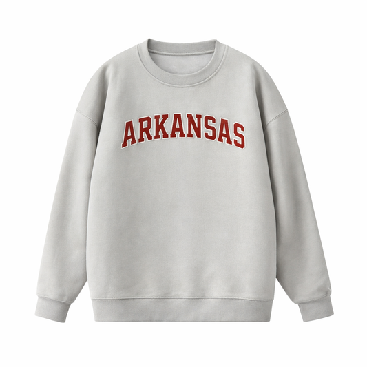 Collection 1 Arkansas Essential Heavyweight Crewneck Sweatshirt - Gray front