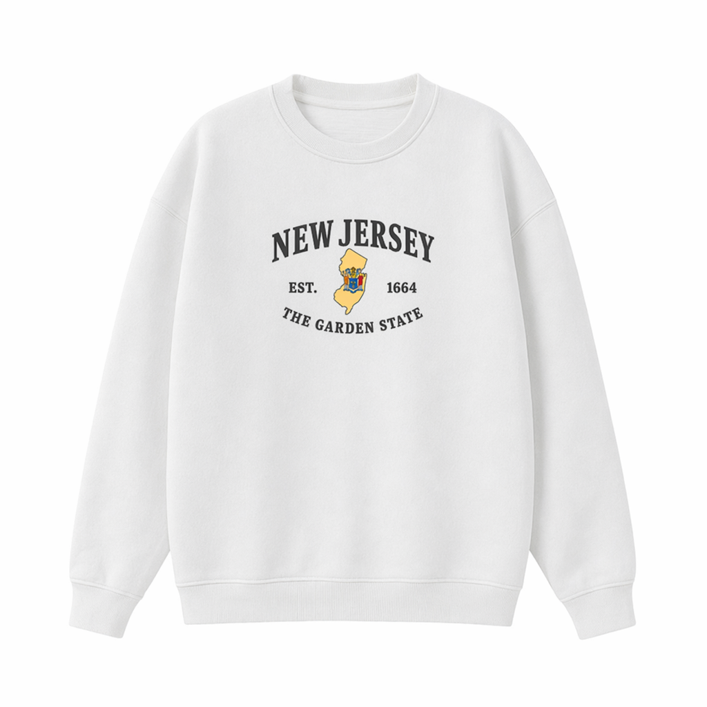 Collection 8 New Jersey Essential Heavyweight Crewneck Sweatshirt - White front