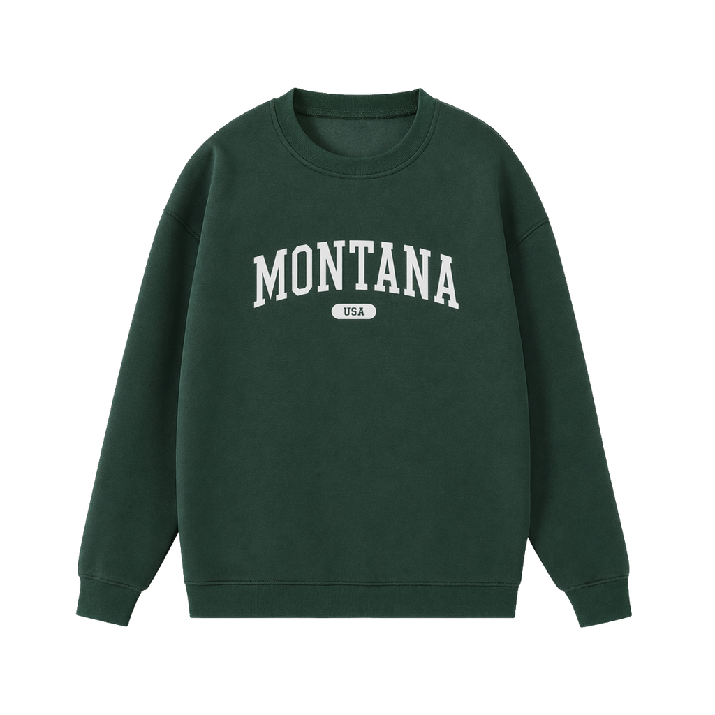 Collection 4 Montana Essential Heavyweight Crewneck Sweatshirt - Dark Green front