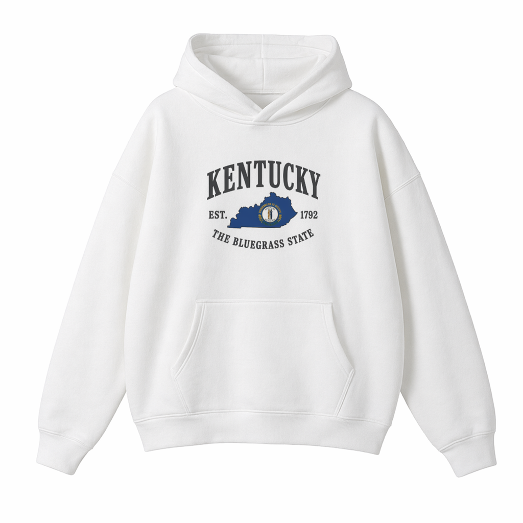 Collection 8 Kentucky Oversize Fleeced Hoodie - White front