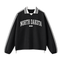 Collection 4 North Dakota Contrast Striped Lapel Collar Sweatshirt - Black front