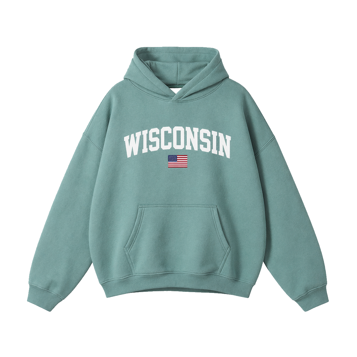 Collection 2 Wisconsin Oversize Fleeced Hoodie - Medium Green front