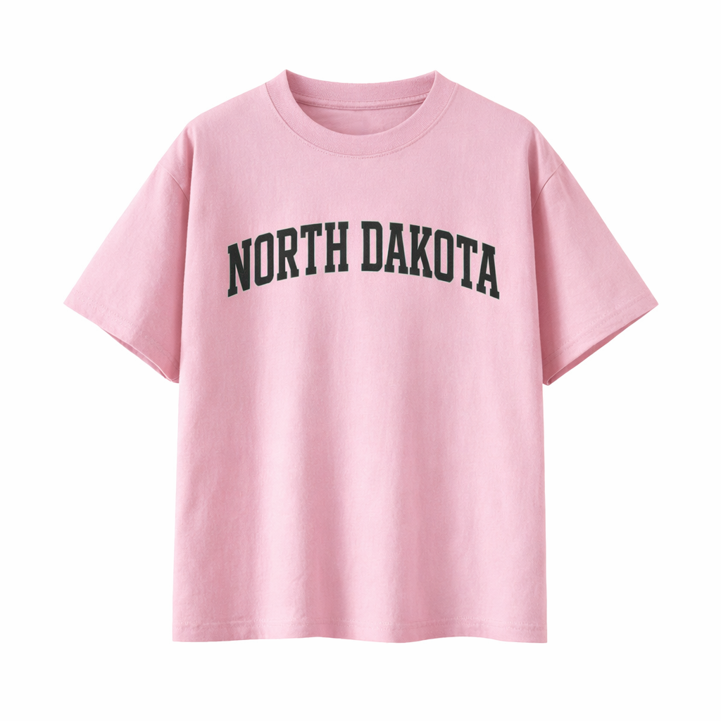 Collection 1 North Dakota Essential Cotton T-Shirt - Pink front