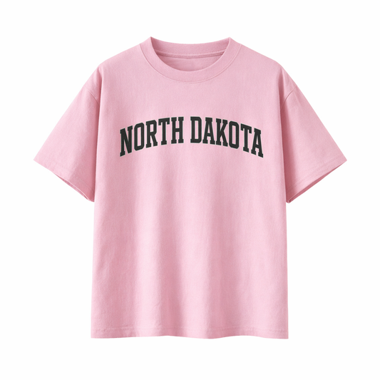 Collection 1 North Dakota Essential Cotton T-Shirt - Pink front