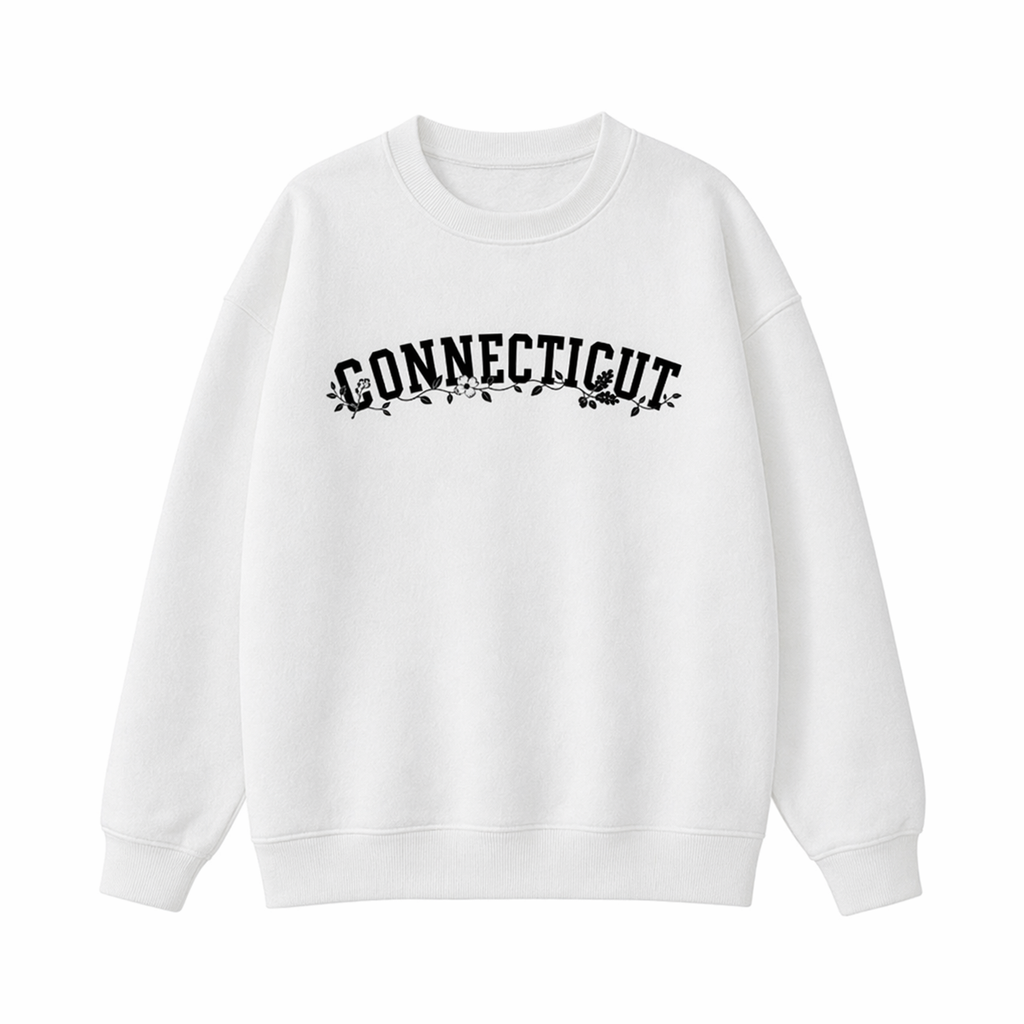 Collection 10 Connecticut Essential Heavyweight Crewneck Sweatshirt - White front