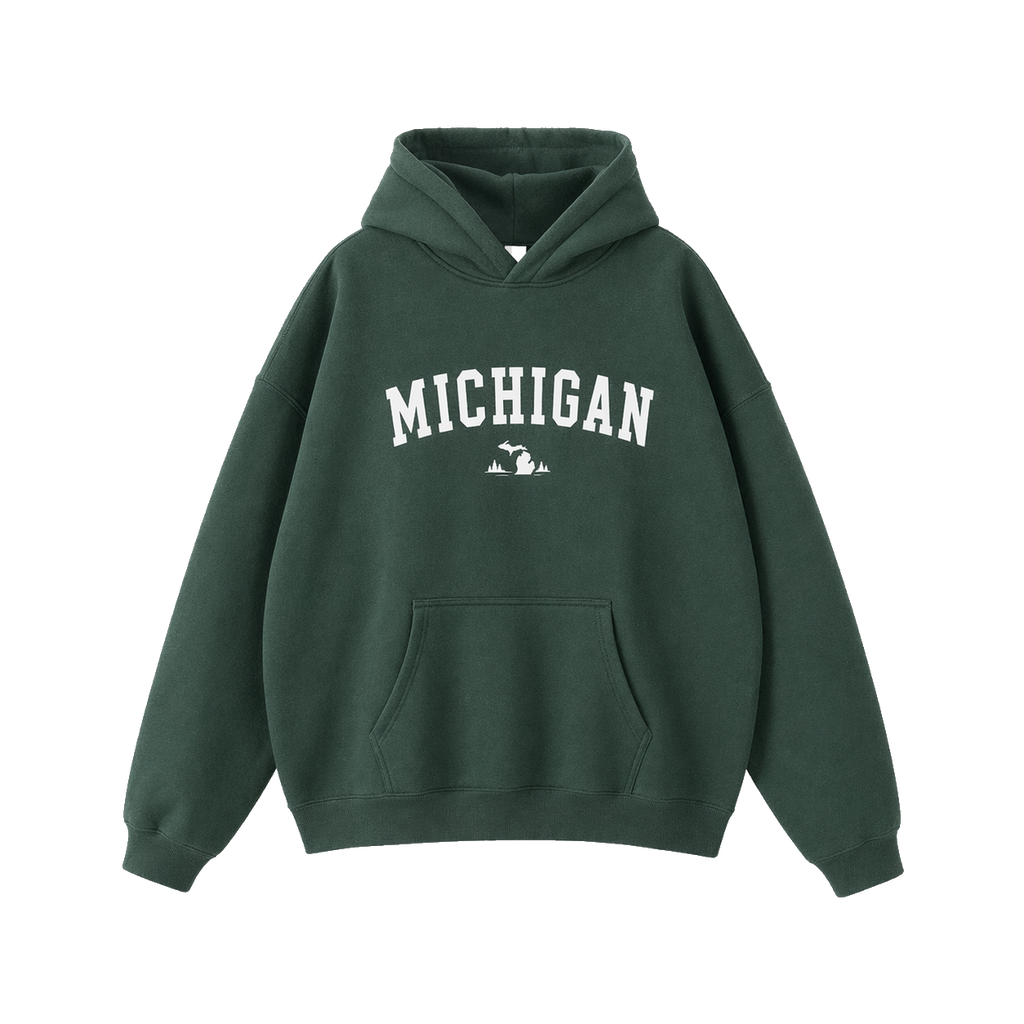 Collection 9 Michigan Oversize Fleeced Hoodie - Eden Green front