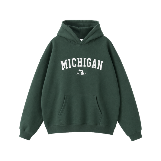 Collection 9 Michigan Oversize Fleeced Hoodie - Eden Green front