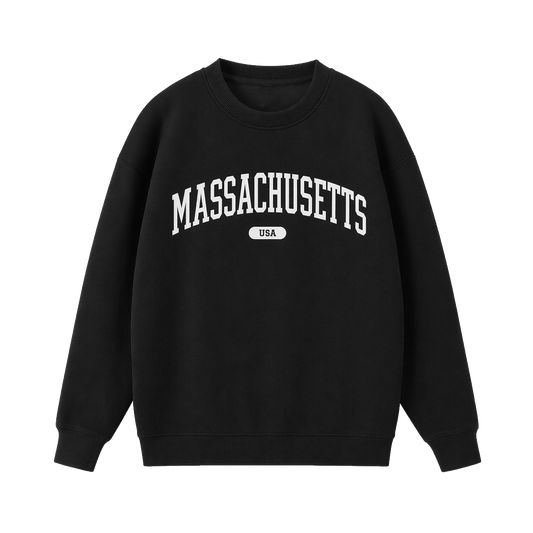 Collection 4 Massachusetts Essential Heavyweight Crewneck Sweatshirt - Black front