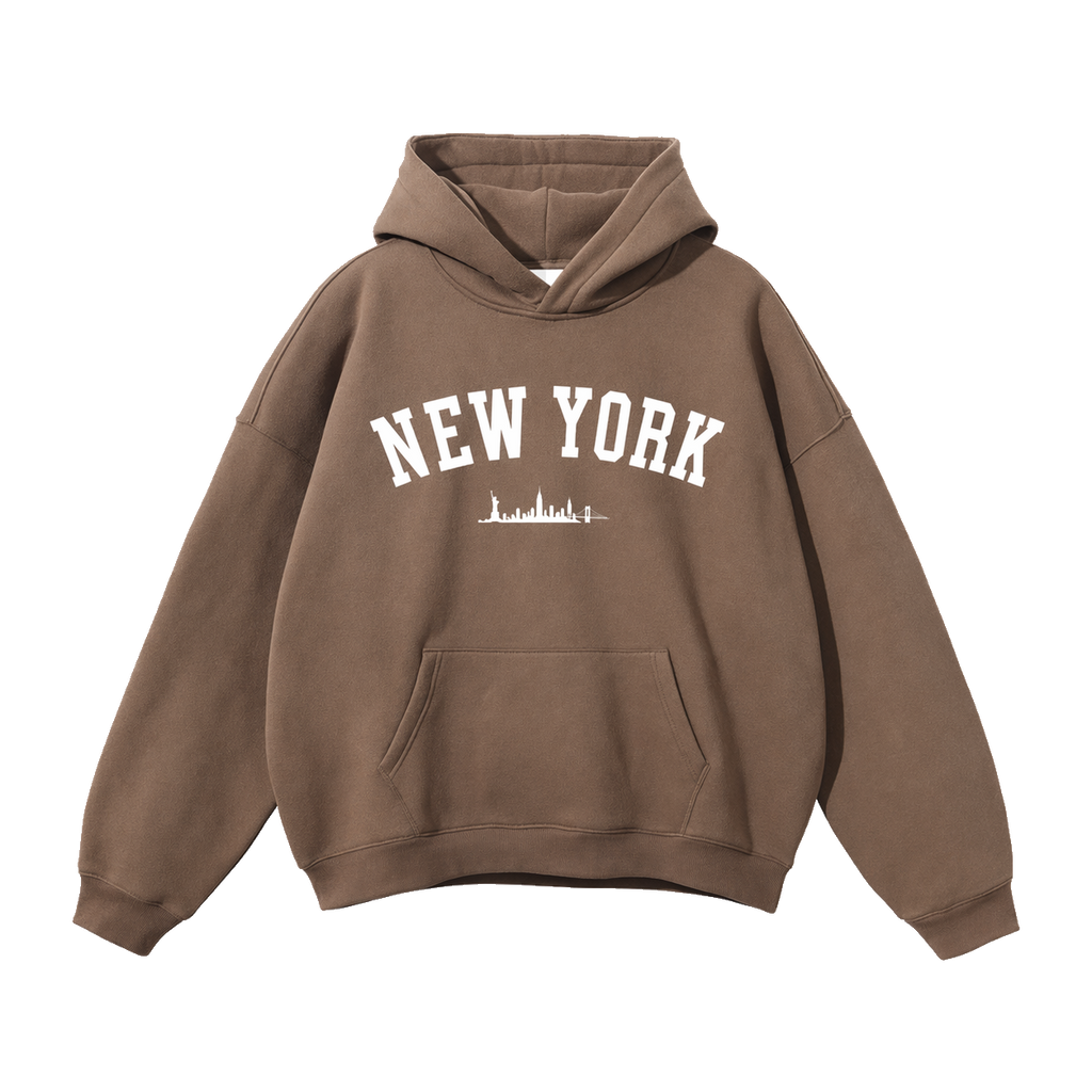 Collection 9 New York Oversize Fleeced Hoodie - Brown front