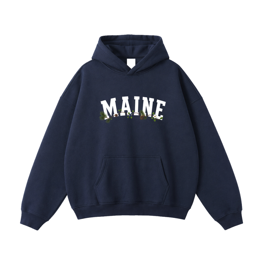 Collection 10 Maine Oversize Fleeced Hoodie - Navy Blue front
