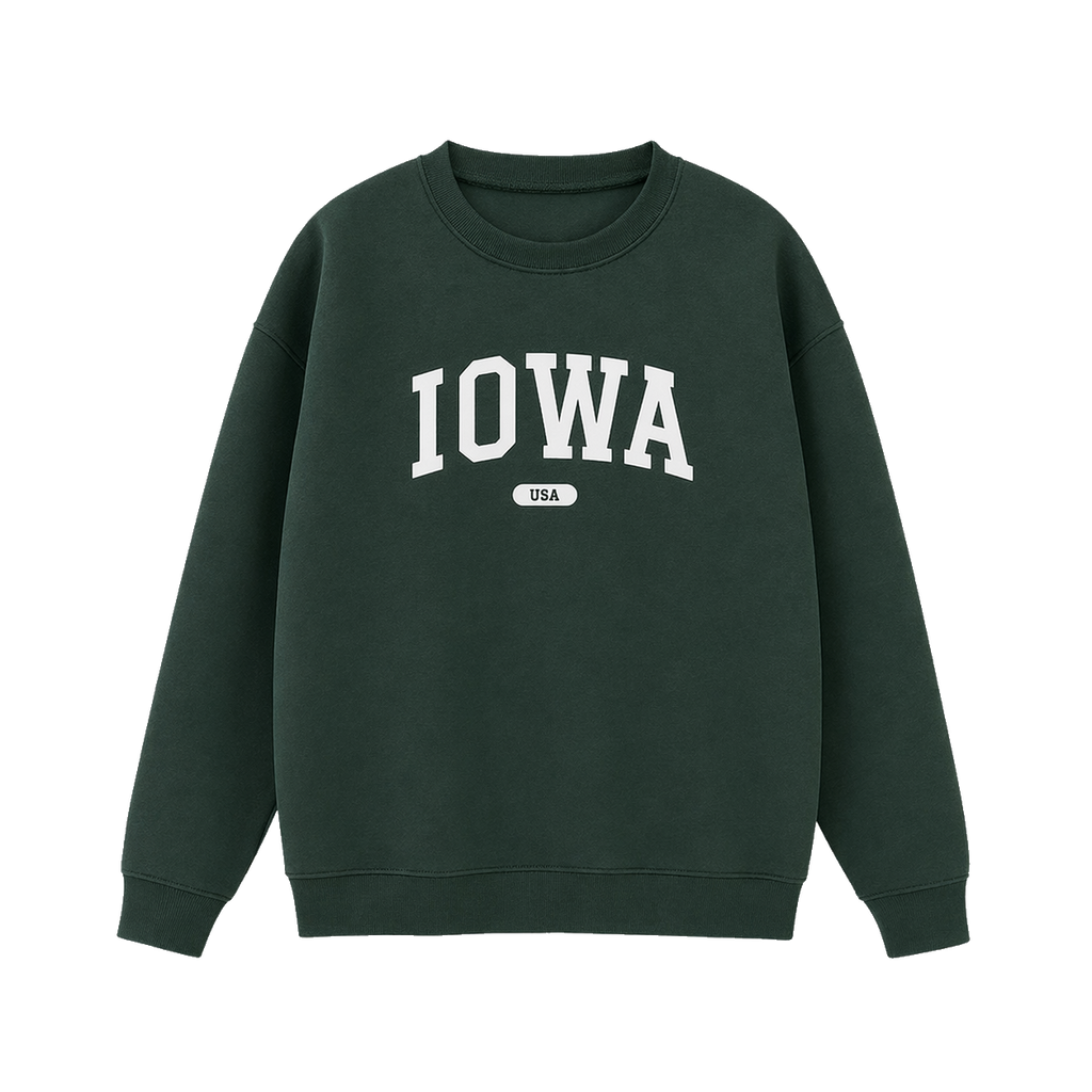 Collection 4 Iowa Essential Heavyweight Crewneck Sweatshirt - Dark Green front