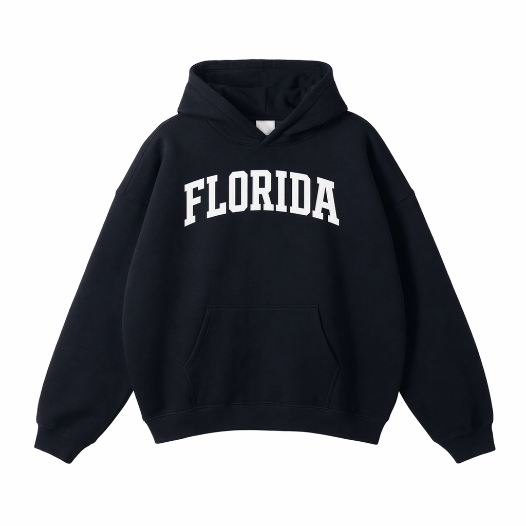 Collection 1 Florida Oversize Fleeced Hoodie - Black front