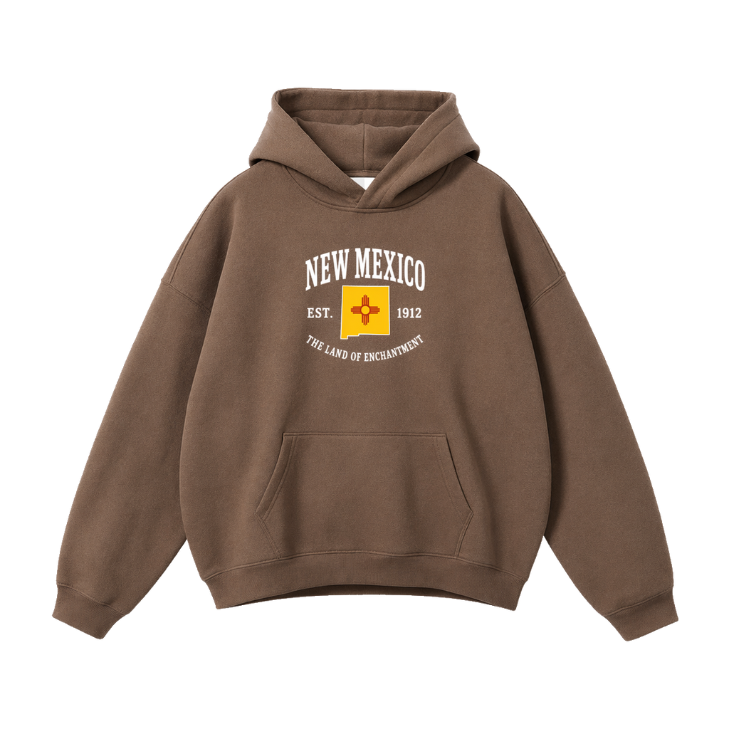 Collection 8 New Mexico Oversize Fleeced Hoodie - Brown front