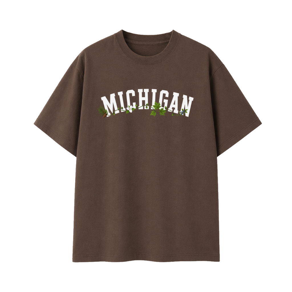 Collection 10 Michigan Essential Cotton T-Shirt - Coffee front
