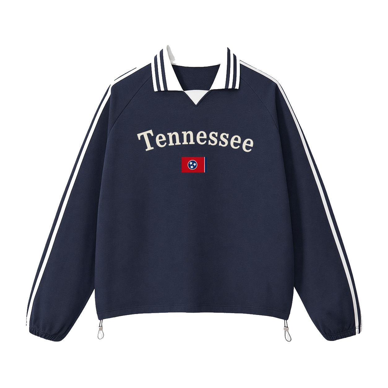Collection 6 Tennessee Contrast Striped Lapel Collar Sweatshirt - Royal Blue front