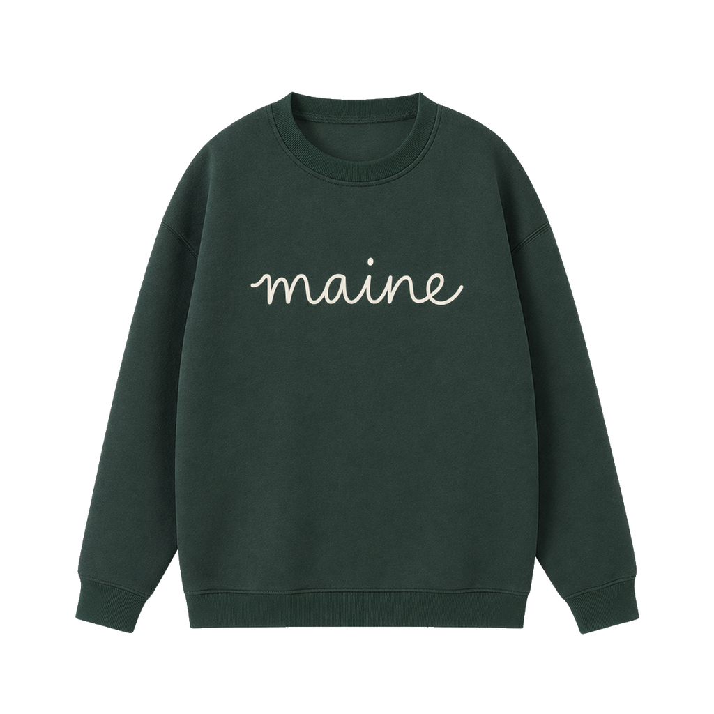Collection 3 Maine Essential Heavyweight Crewneck Sweatshirt - Dark Green front