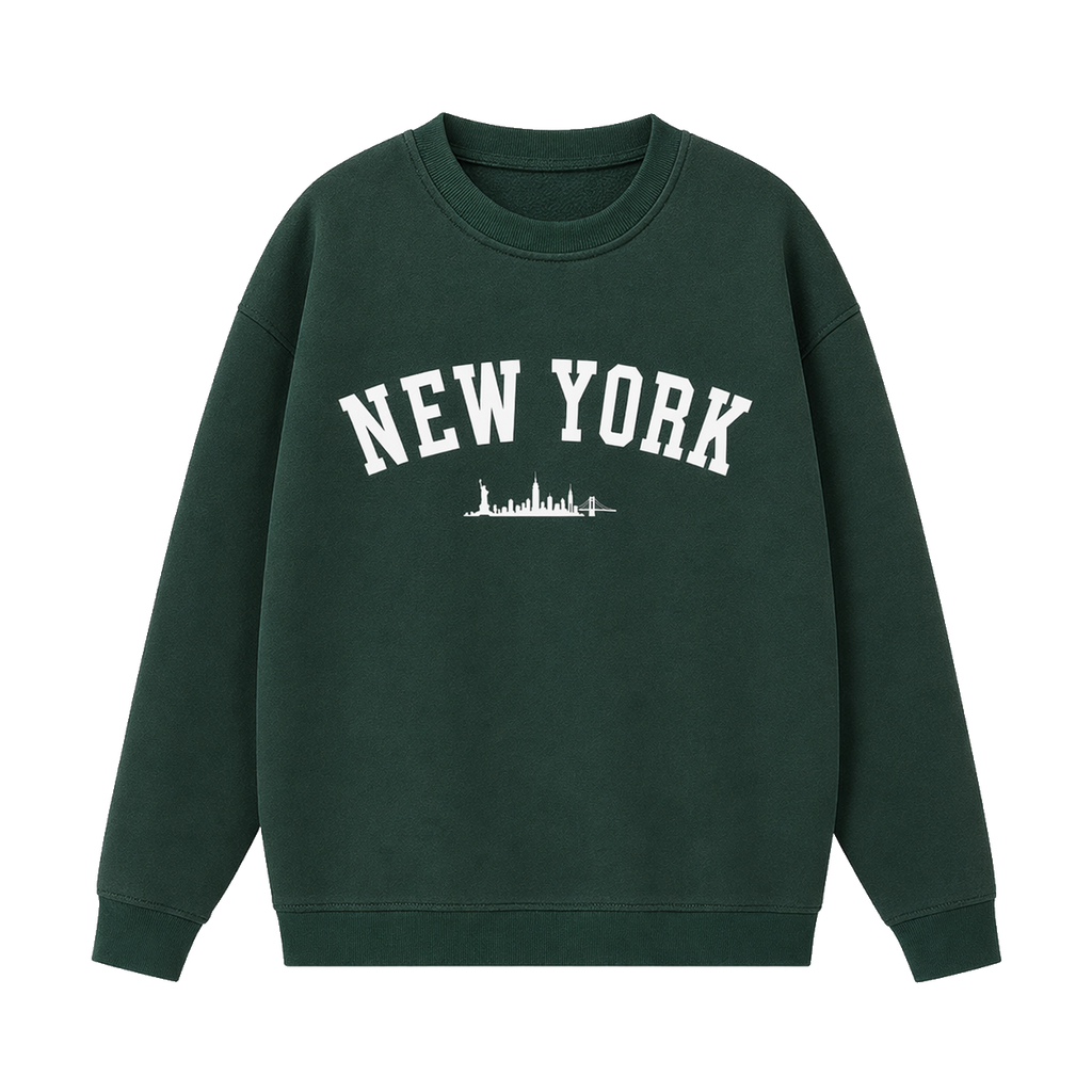 Collection 9 New York Essential Heavyweight Crewneck Sweatshirt - Dark Green front