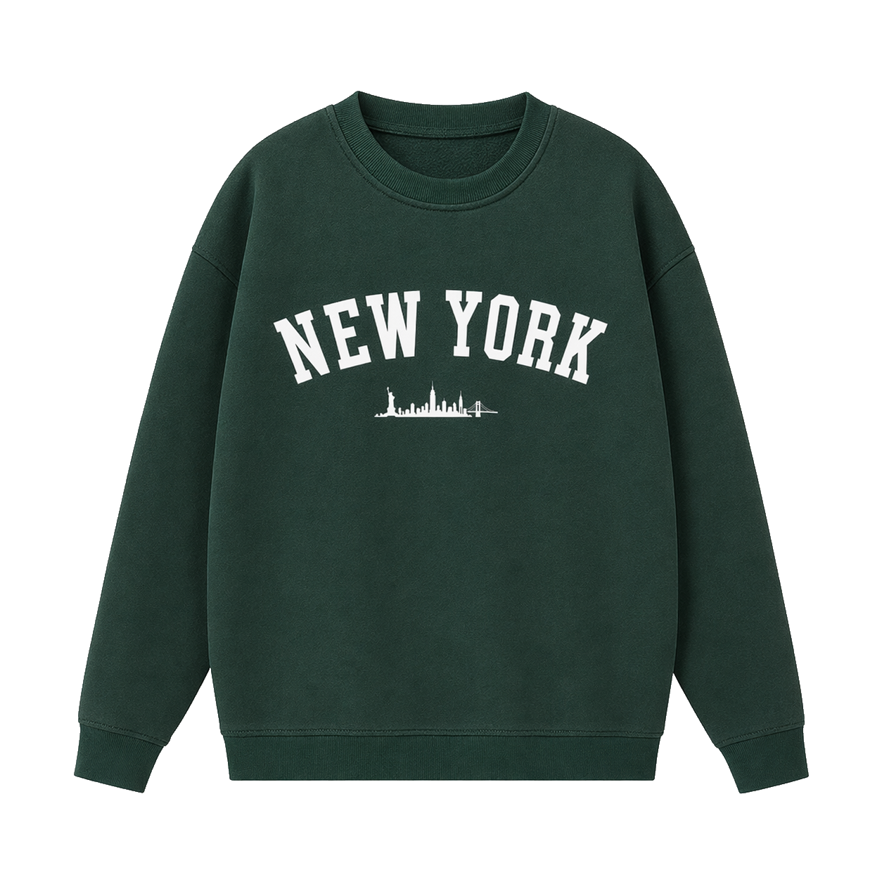 Collection 9 New York Essential Heavyweight Crewneck Sweatshirt - Dark Green front