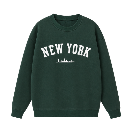 Collection 9 New York Essential Heavyweight Crewneck Sweatshirt - Dark Green front