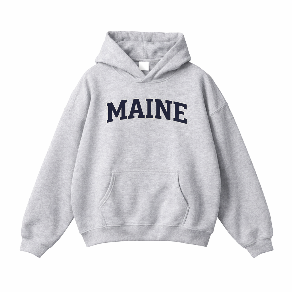 Collection 1 Maine Oversize Fleeced Hoodie - Flower Gray front