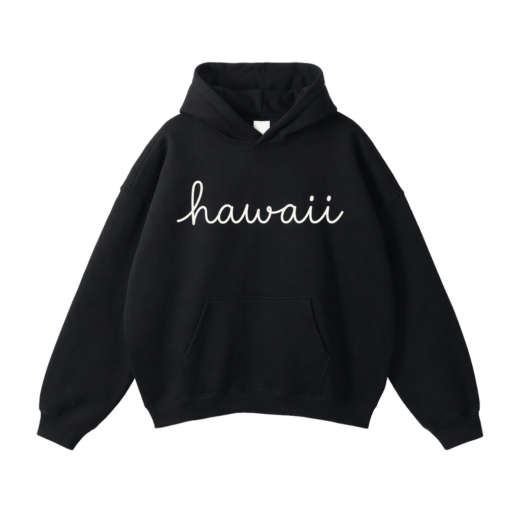 Collection 3 Hawaii Oversize Fleeced Hoodie - Black front