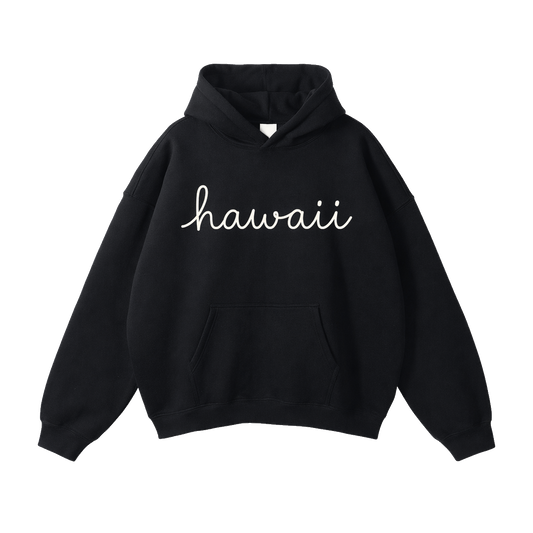 Collection 3 Hawaii Oversize Fleeced Hoodie - Black front