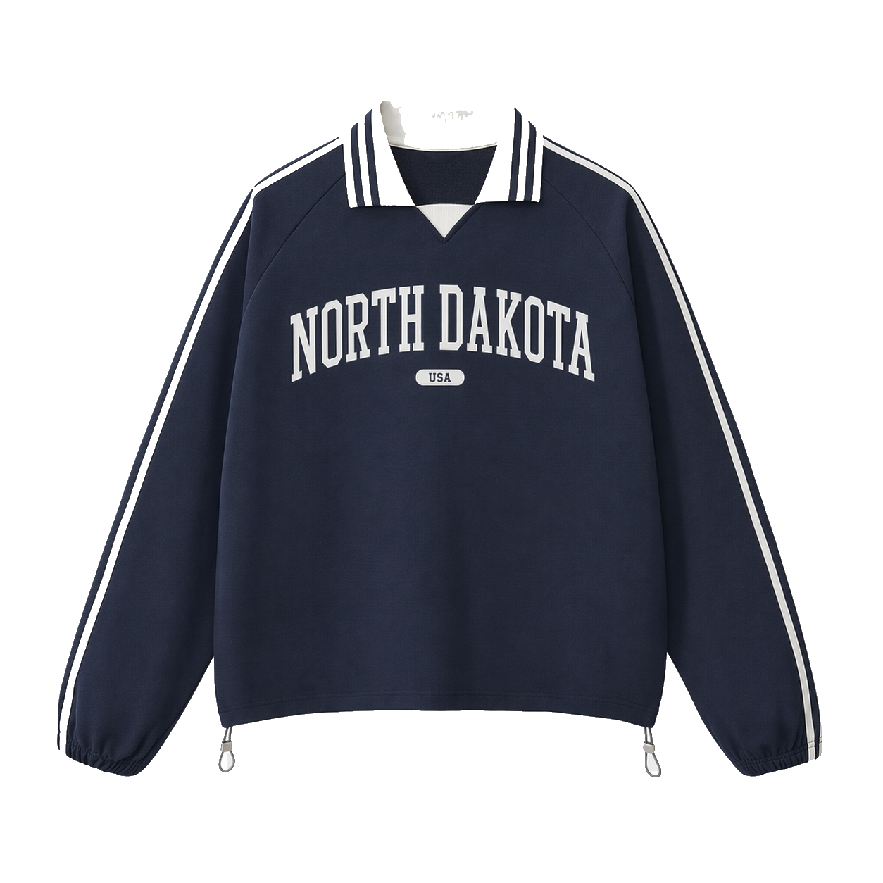 Collection 4 North Dakota Contrast Striped Lapel Collar Sweatshirt - Royal Blue front