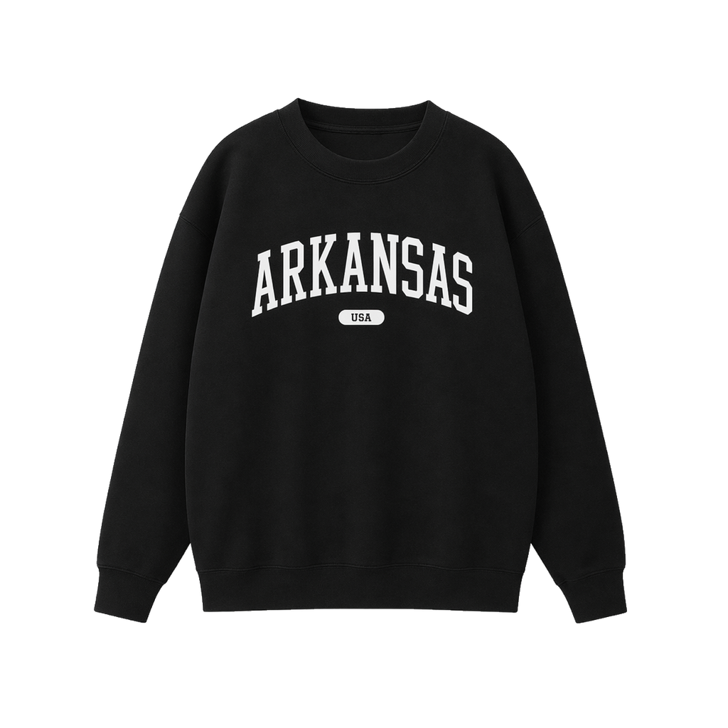 Collection 4 Arkansas Essential Heavyweight Crewneck Sweatshirt - Black front